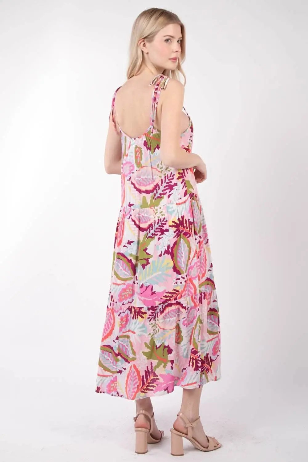 Very J Tropical Printed Cami Midi Dress for Summer Fun - Love Salve